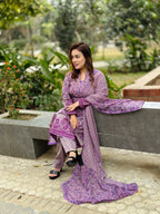 Lavender Purple Printed Salwar Kameez Set - SaimaFashion