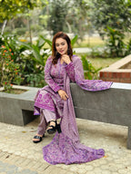 Lavender Purple Printed Salwar Kameez Set - SaimaFashion