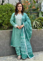 Moslin Cotton Fabric Yoke Design Shalwar Kameez Set - SaimaFashion
