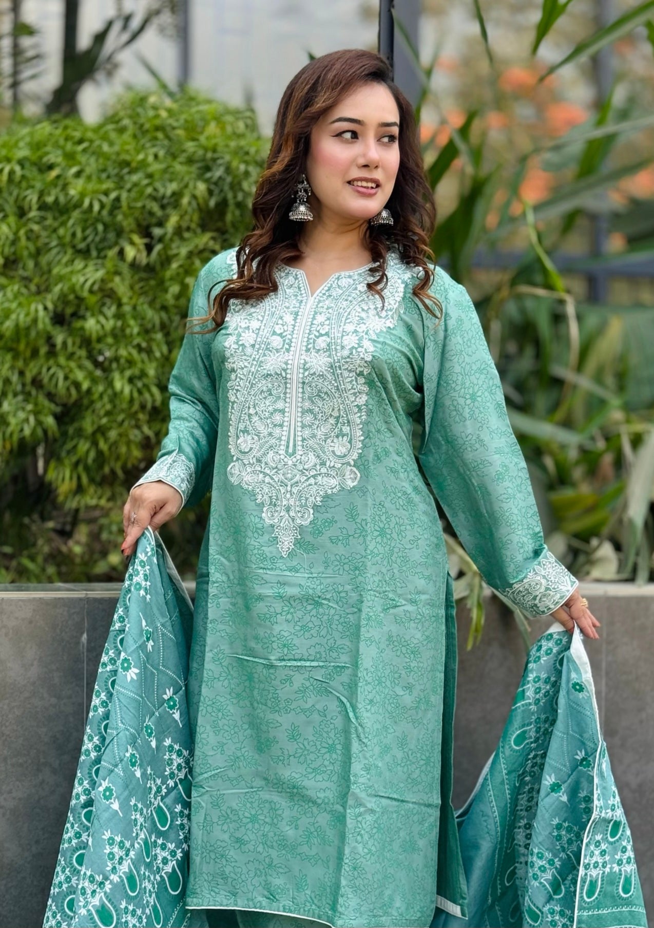 Moslin Cotton Fabric Yoke Design Shalwar Kameez Set - SaimaFashion