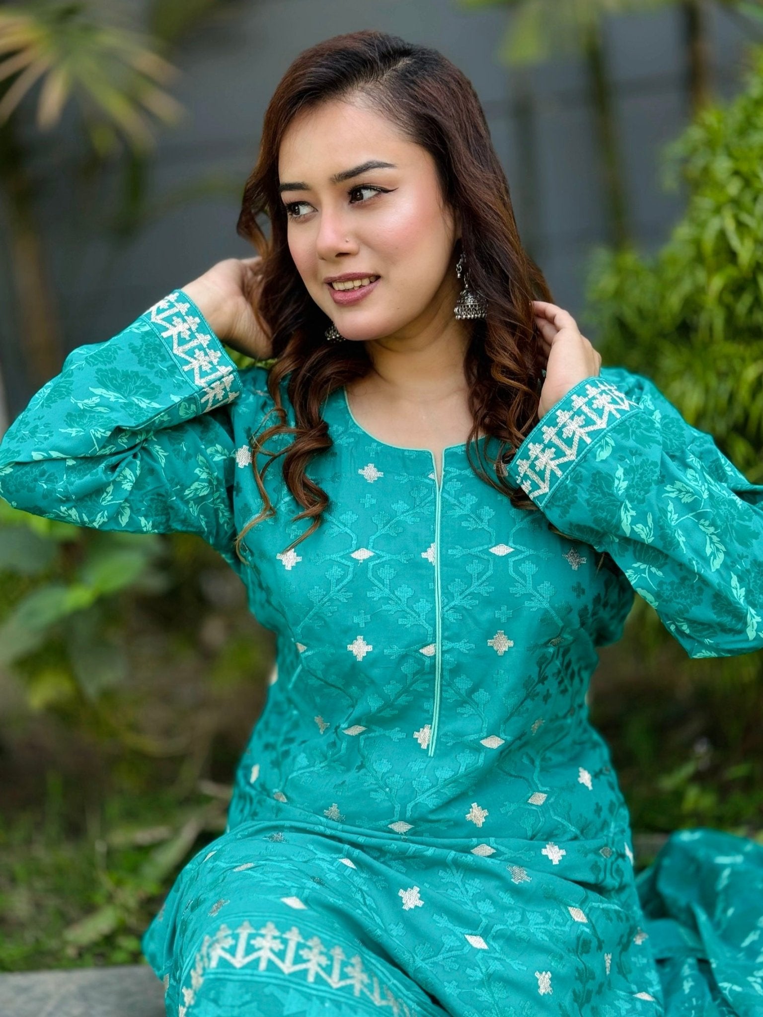 Linen Fabric Allover Jari Embroidered Shalwar Kameez Set - SaimaFashion