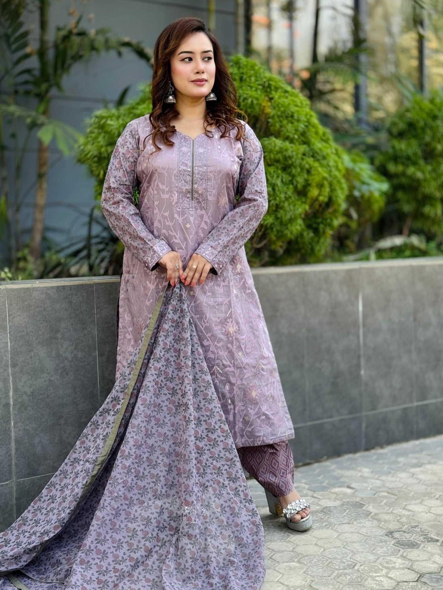 Jamdani Embroidered Shalwar Kameez Set - SaimaFashion