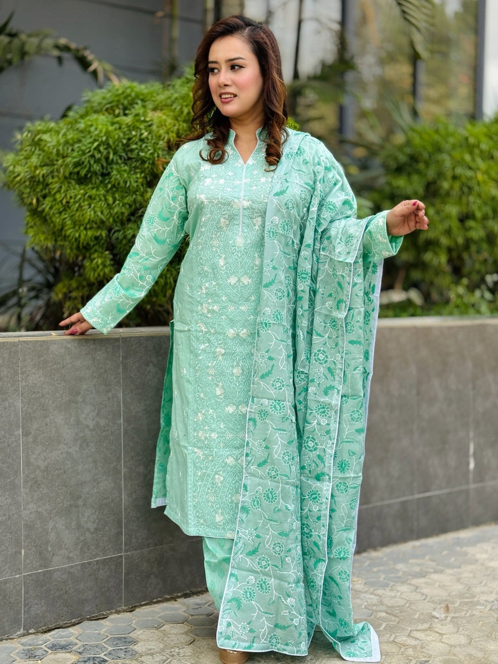 Past Colour Cotton Embroidered Shalwar Kameez - SaimaFashion