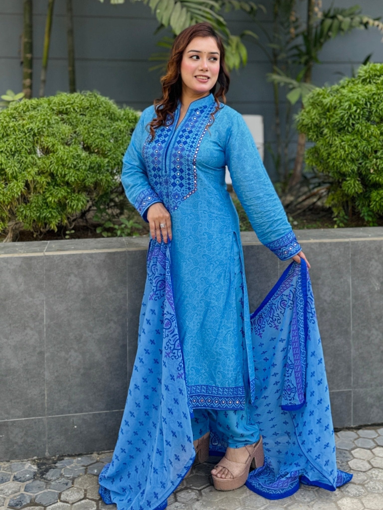 Blue Cotton Shalwar Kameez - SaimaFashion