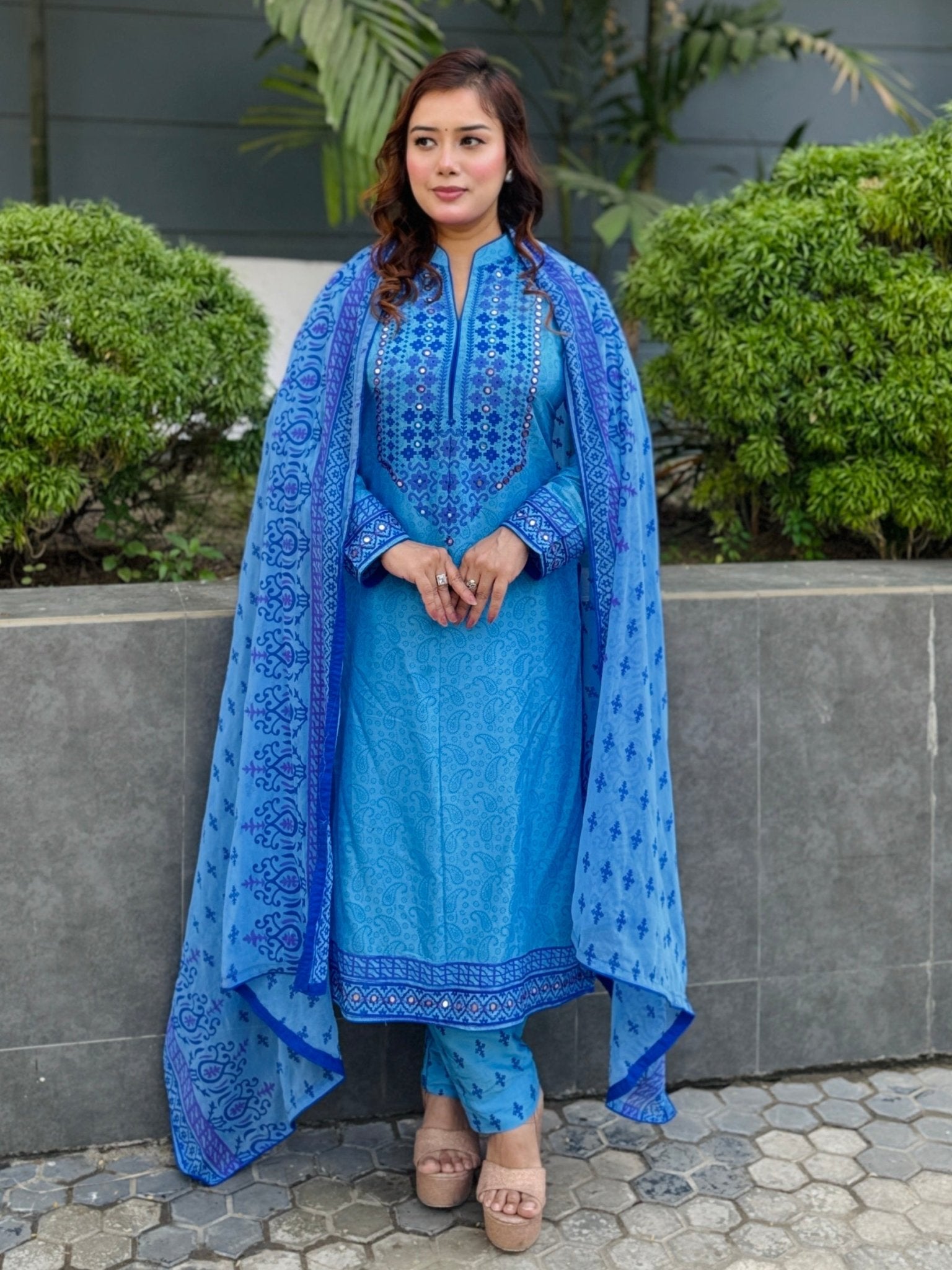 Blue Cotton Shalwar Kameez - SaimaFashion