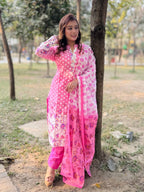 Sweets Pink Cotton Three Piece - SaimaFashion