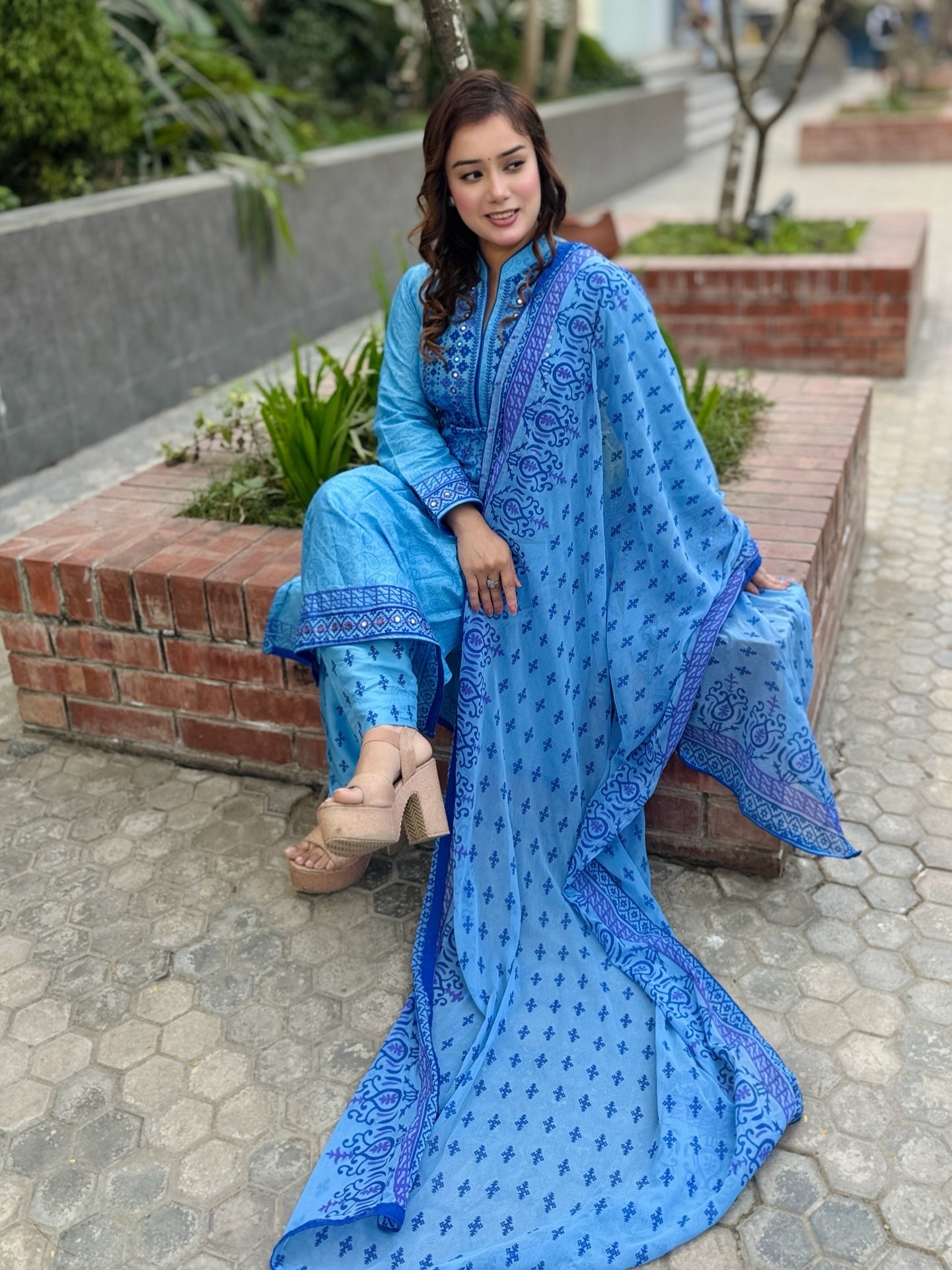 Blue Cotton Shalwar Kameez - SaimaFashion