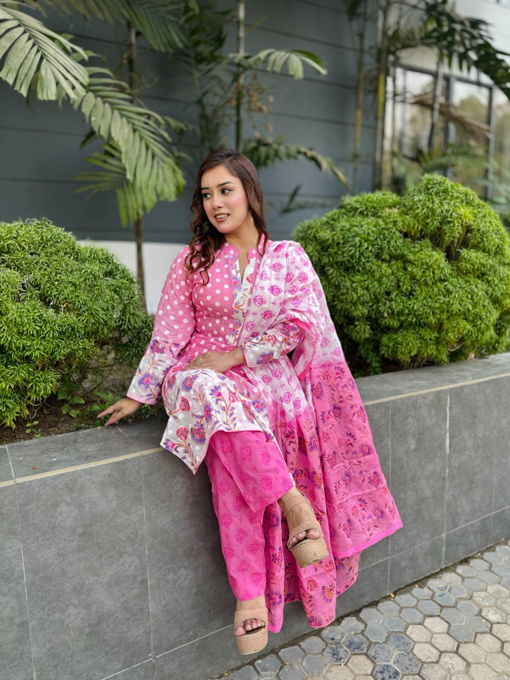 Sweets Pink Cotton Three Piece - SaimaFashion