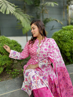 Sweets Pink Cotton Three Piece - SaimaFashion