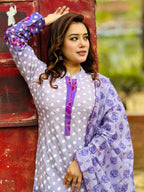Floral printed moslin cotton shalwar Kameez - SaimaFashion