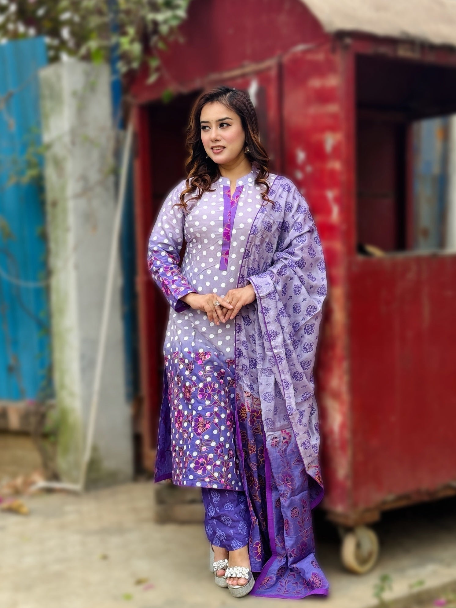 Floral printed moslin cotton shalwar Kameez - SaimaFashion
