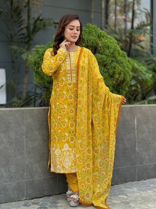 Cotton Embroidered Shalwa Kameez Set - SaimaFashion