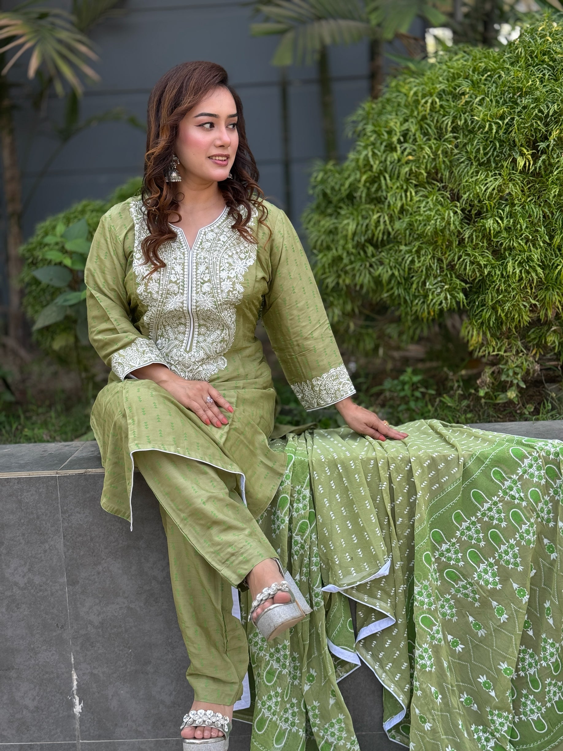 Moslin Cotton Embroidered Shalwar Kameez Set