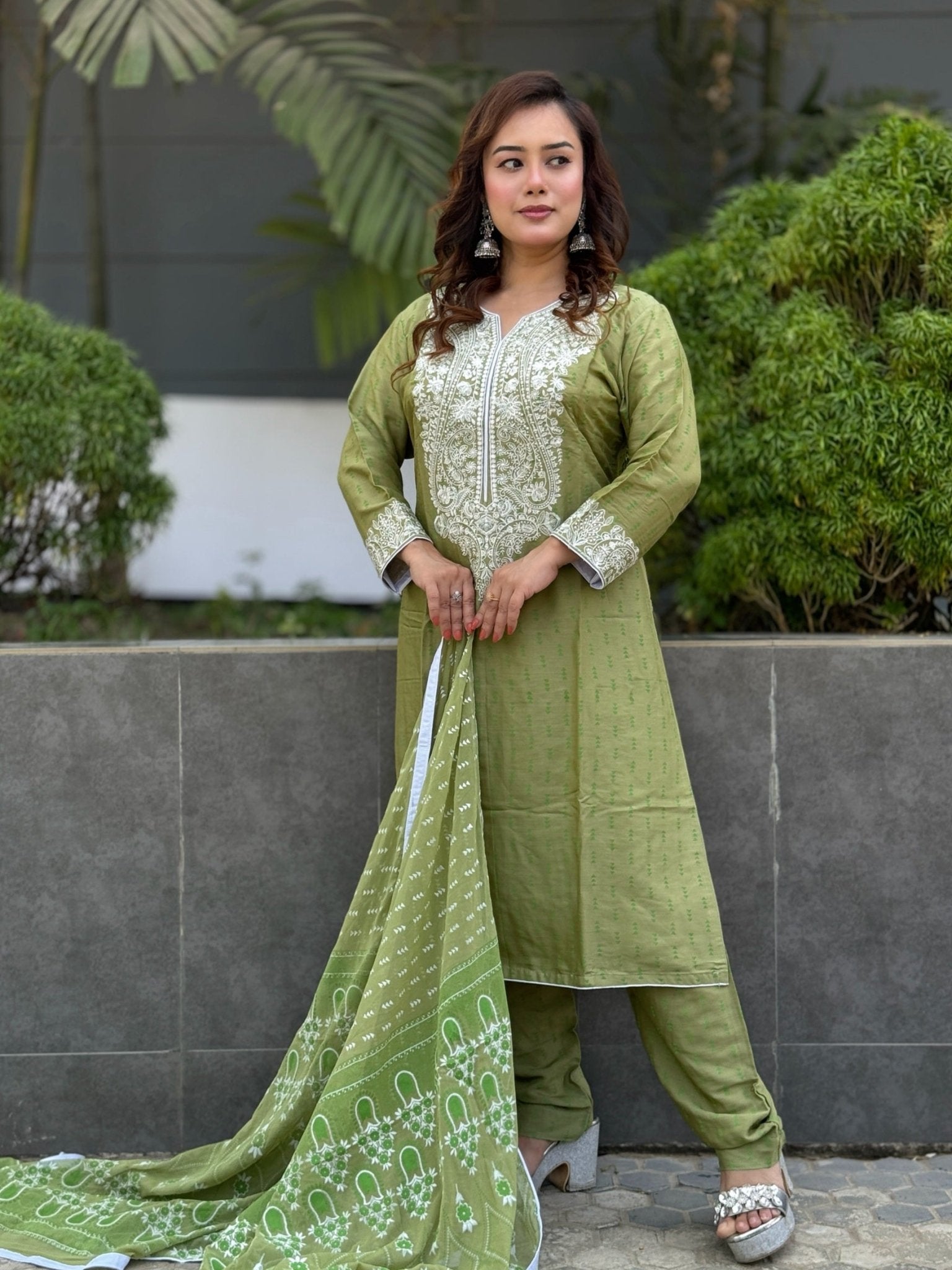 Moslin Cotton Embroidered Shalwar Kameez Set - SaimaFashion