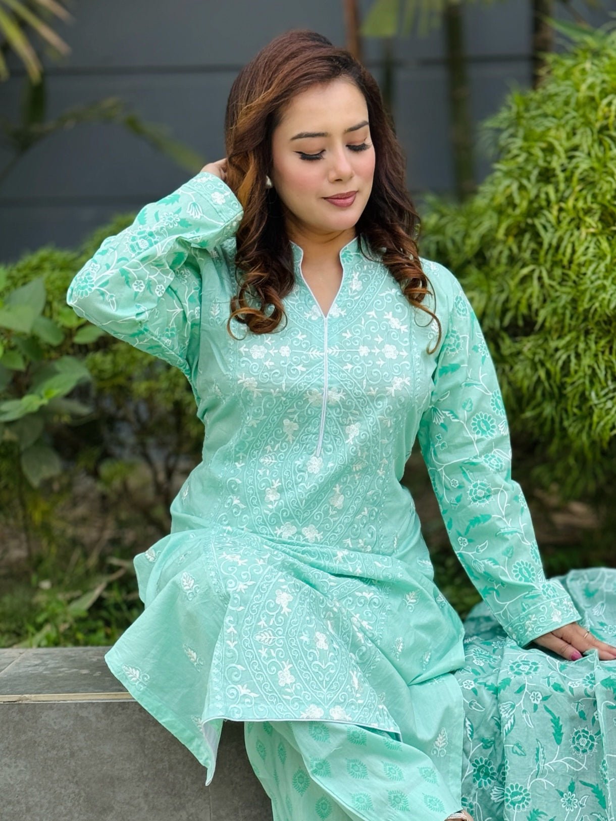 Past Colour Cotton Embroidered Shalwar Kameez - SaimaFashion