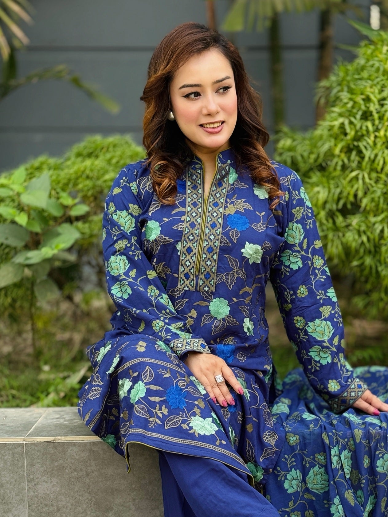 Linen All Over Embroidered Shalwar Kameez Set