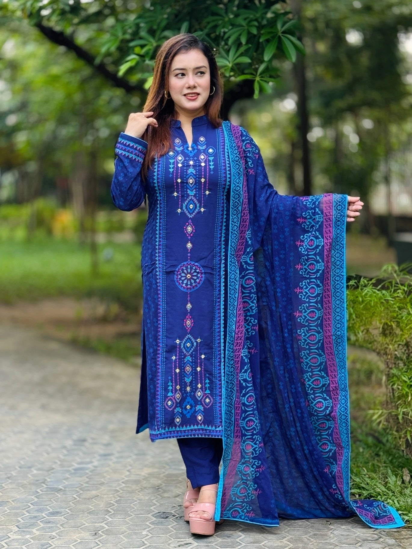 Blue line shalwar kameez - SaimaFashion
