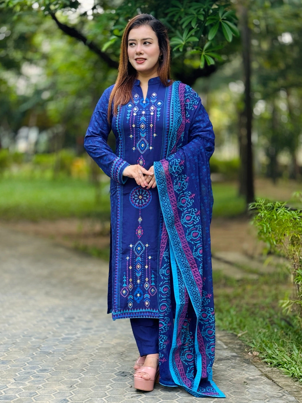 Blue line shalwar kameez - SaimaFashion