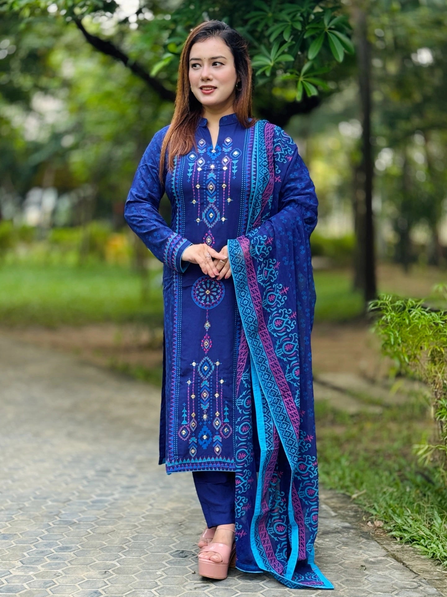 Blue line shalwar kameez - SaimaFashion