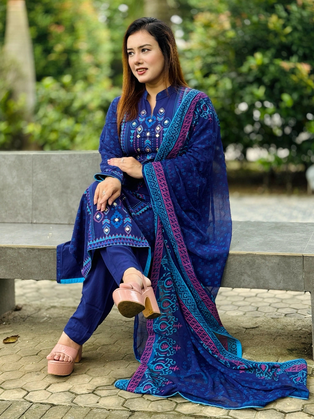 Blue line shalwar kameez - SaimaFashion