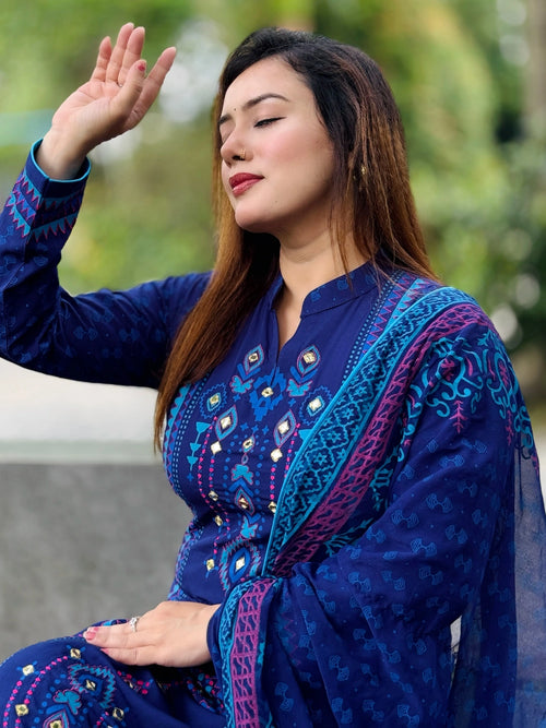 Blue line shalwar kameez - SaimaFashion