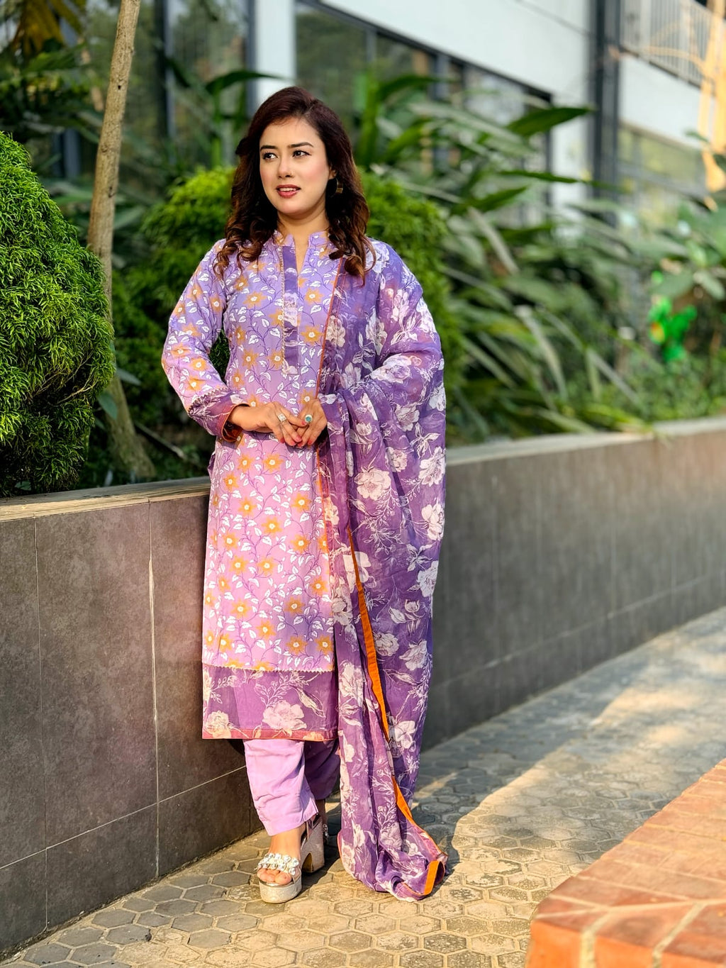 Purple Floral Printed Salwar Kameez Set – Elegant Look for Everyday & Occasion