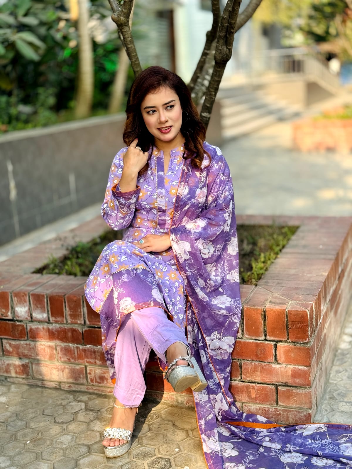 Purple Floral Printed Salwar Kameez Set – Elegant Look for Everyday & Occasion