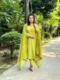 Premium Lime Green Printed Salwar Kameez with Designer Dupatta