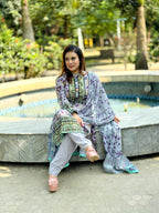 Grey Lavender Floral Salwar Kameez Set - SaimaFashion