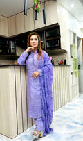 Embroidery shalwar kameez set comes with printed chiffon dupatta.